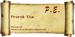 Prorok Eta névjegykártya